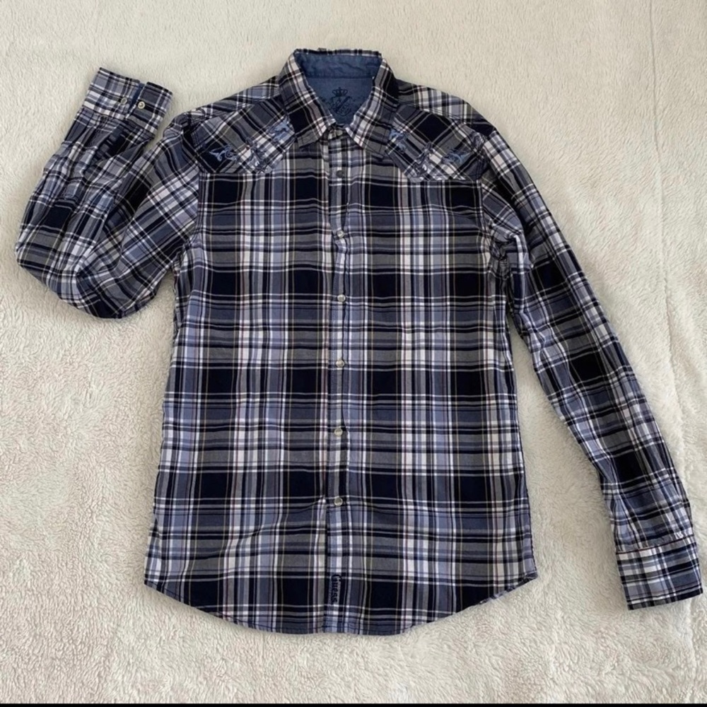 Guess Plaid Snap button up shirt size Small - Picture 1 of 7